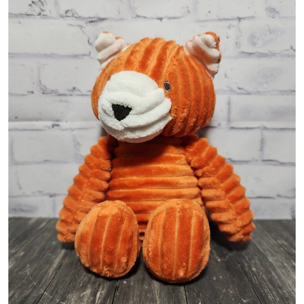 Carters Just One You Plush Ribbed Orange Corduroy Fox Baby Toy Lovey 10”